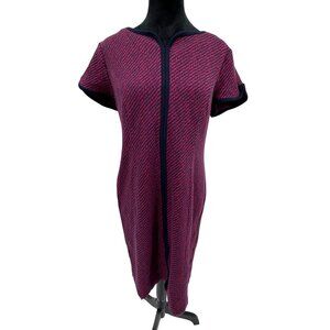 Talbots Ponte Midi Dress Zip Contrast Zip Career Stretch Short Sleeve Knit 12P